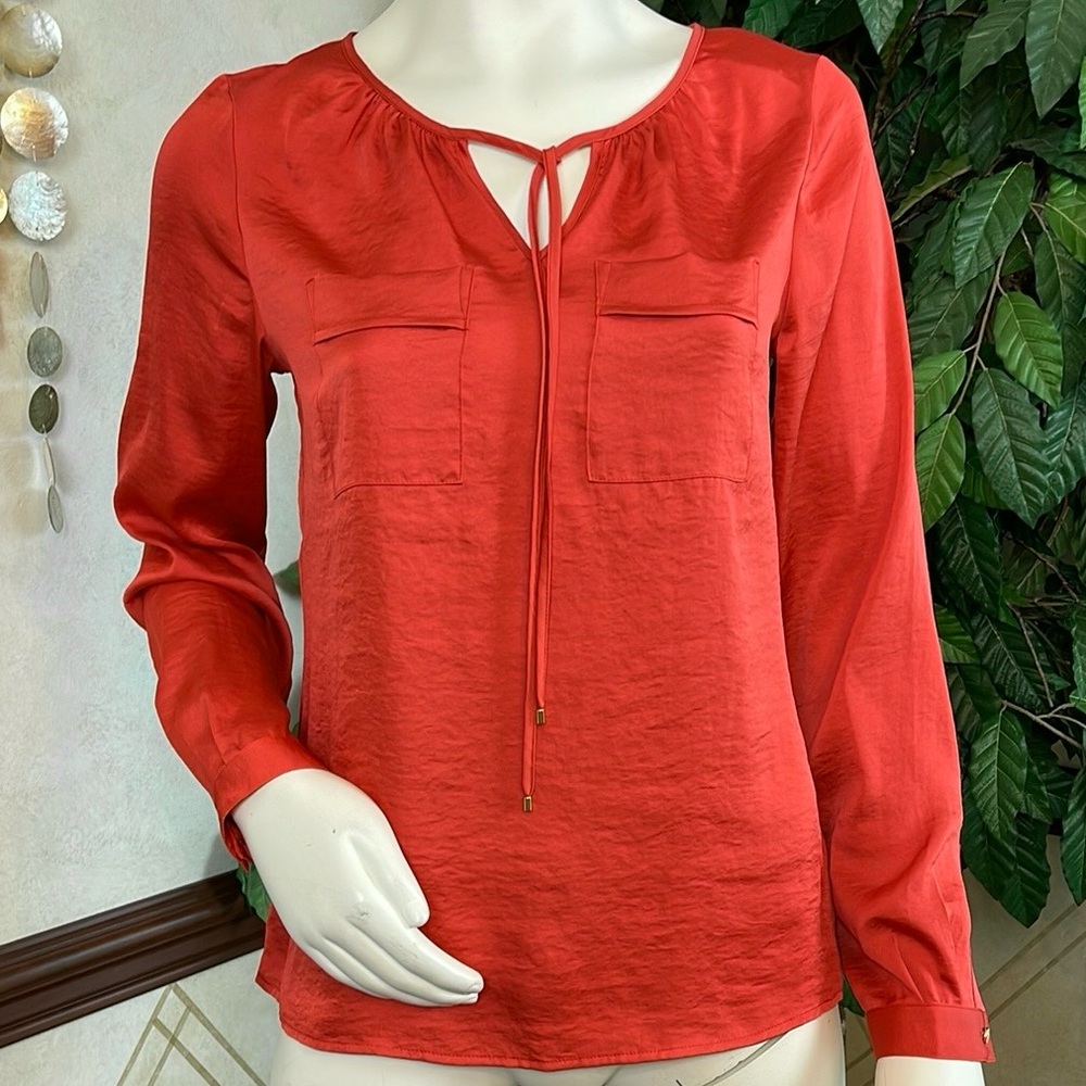 THE LIMITED TIE FRONT LONG SLEEVE BLOUSE